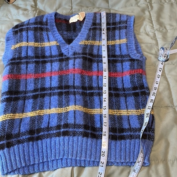 Retro Academia Wool Plaid Sweater Vest Vtg Lord & Taylor Blue Grandpa Eclectic - Picture 16 of 16